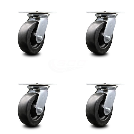 Service Caster 6 Inch Heavy Duty Polyolefin Caster Set with Roller Bearings SCC, 4PK SCC-35S620-POR-4